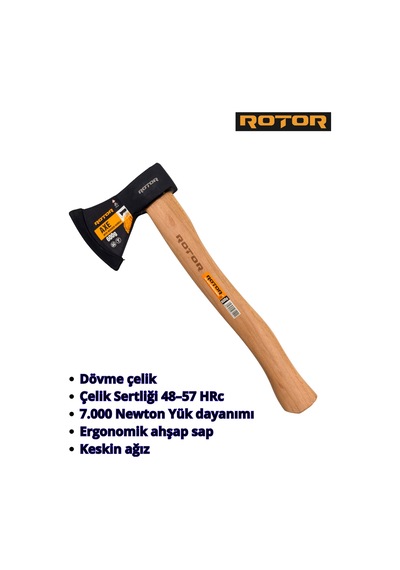 Rotor Ahşap Saplı 1500gr+600gr 2 Li Balta Nacak Seti