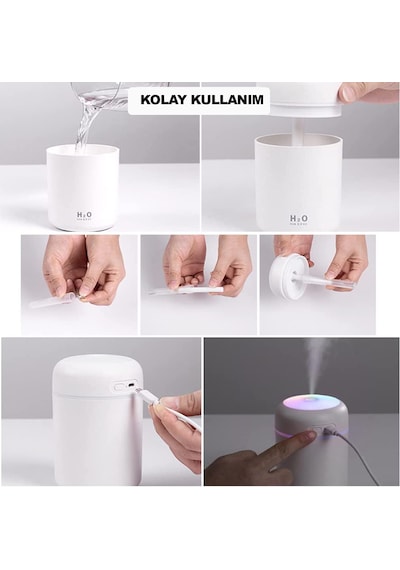 Robeve 300 Ml Ultrasonik Hava Nemlendirici Işıklı Buhar Makinesi Ve Aroma Difüzörü H2o Nemlendirici