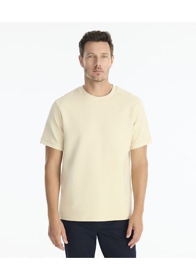 Yargıcı Regular Bisiklet Yaka Kısa Kol T-shirt 25kets9003x 017 Bej