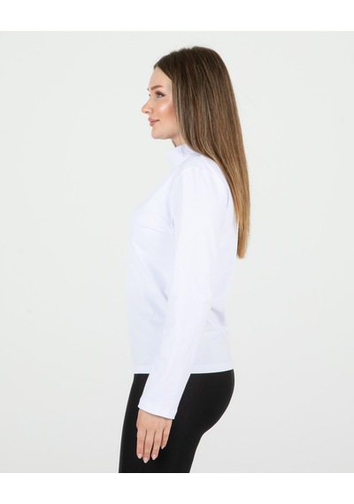Sortie Collection Yarım Balıkçı Uzun Kol Likralı Basic Penye Bluz Ekru