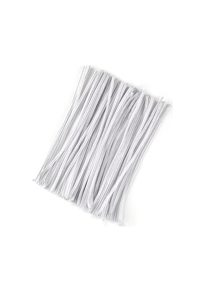100 Adet Şönil Seti , 50 Beyaz 50 Kahve Tel Çiçek Yapımı Buket Eğitici Şönil Seti 30 Cm 6mm