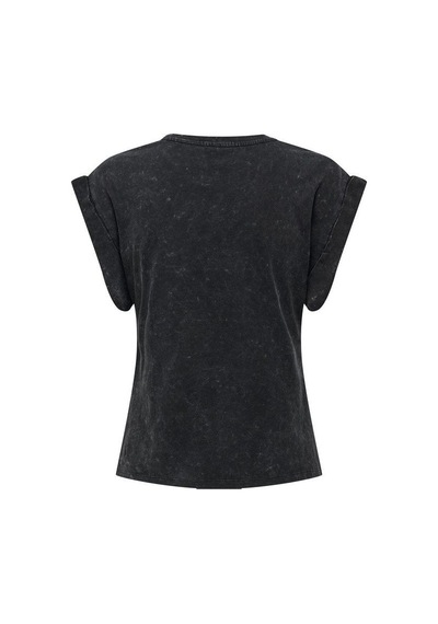 Only Onldahlıa S/s Text Fold-up Top Box Jrs Kadın T-shirt 15316644 Siyah