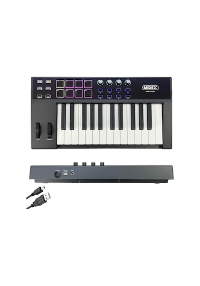 Midex Midi-25 PRO Midi Klavye 25 Tuşlu Midi Keyboard 8 Pad
