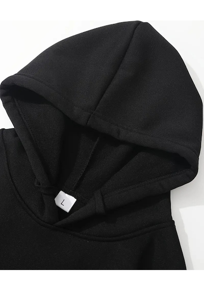 Cix Amerika Haritalı Ve Bayraklı Siyah Kapşonlu Sweatshirt Hoodie SIYAH