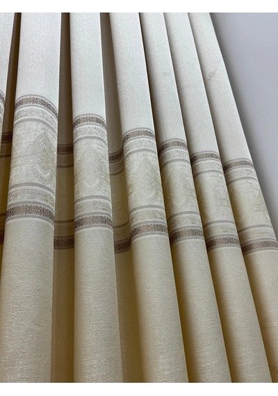 Nivemeshome Ürgüp V-115 Krem 1/3 Pileli Fon Perde Apm 60x280