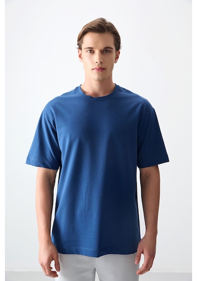 Air Jones Tommy Life Parlament Pamuklu Kalın Yumuşak Dokulu Oversize Fit Basic Erkek T-shirt - 88377 Parlament