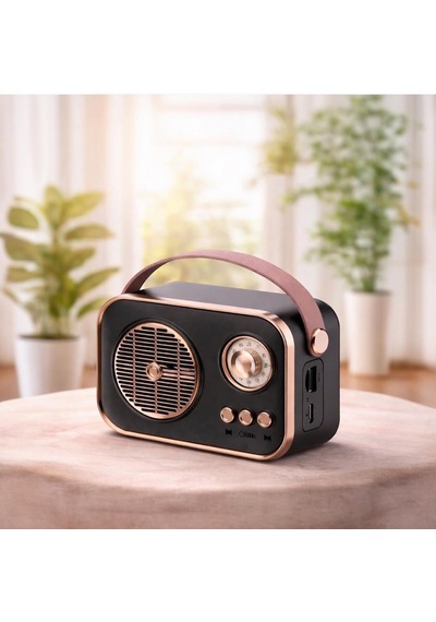 Retro Taşınabilir Bluetooth Hoparlör Siyah Renk