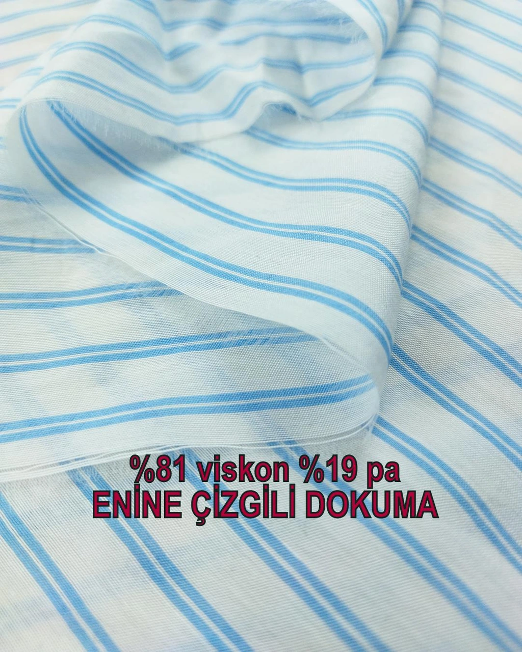 Vizkon Sentetik İnce Dokuma Mavi Beyaz Enine Çizgili En 140 Cm X Boy 150 Cm -3968