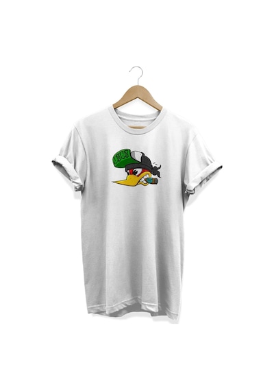 Ağaçkakan Baskılı Beyaz T-shirt Beyaz