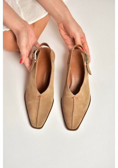 Fox Shoes Y654307302 Vizon Hakiki Deri Süet Kalın Topuklu Western Ayakkabı vizon