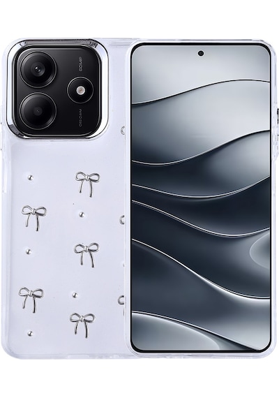 Xiaomi Redmi Note 14 4g Kılıf Airbag Tasarımlı Simli Şeffaf Kutup Kapak