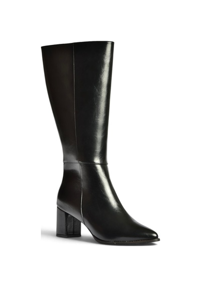 Fox Shoes Z480173260 Siyah Rustik Kalın Topuklu Kadın Çizme
