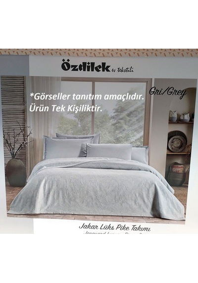 Özdilek Rf-gri-jakar Lux Tek Kişilik Piketakımı 2 Yastık Kılıflı