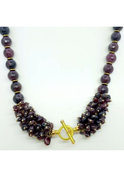 2603 Garnet Hematit El Yapımı Kolye Bordo
