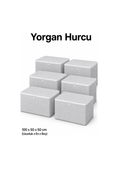 Hurç Seti Fermuarlı Yorgan Battaniye Kıyafet Saklama Hurcu Baza Altı Dolap İçi Organizer 6'lı Gri
