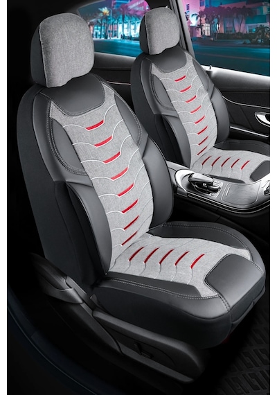 Volvo S60 2000-2004 Uyumlu Lüx Deri Detaylı Keten Oto Koltuk Kılıfı Ön Arka Takım Erciyes Füme