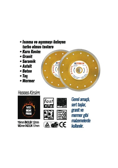Bay-tec Süper Turbo Elmas Testere ince 115 Mm 22-23 Mm