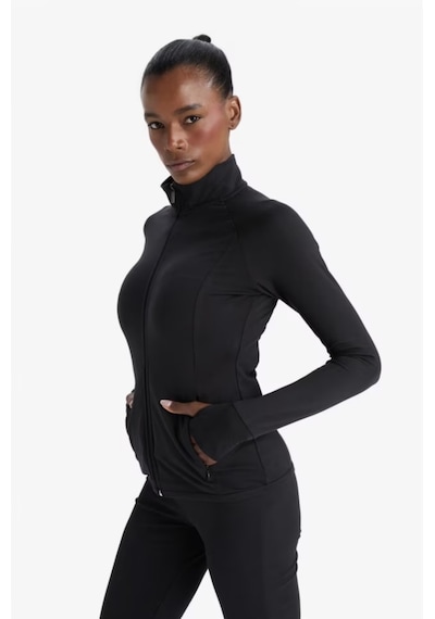 Soft&Basic Kadın Tayt Takım Polyester Paçası Tül Detaylı Yüksek Bel Tayt Ve Hırka Siyah