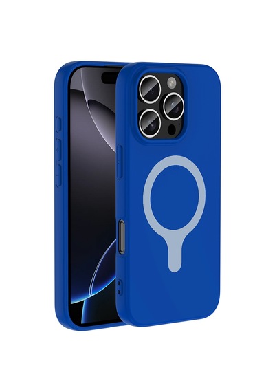 Maks Technology iPhone Uyumlu 16 Pro Max Kılıf M-safe Şarj Özellikli Mkst Aris Silikon Kapak - Saks Mavi