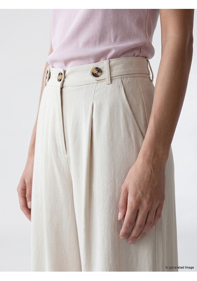 Lcwaıkıkı Classic Bej Loose Fit Kadın Pileli Kumaş Pantolon