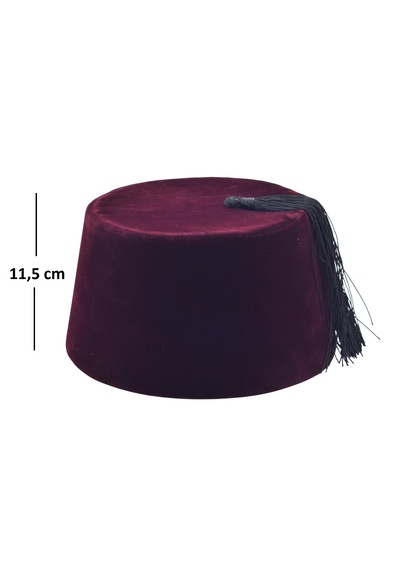 Osmanlı Bordo Püsküllü Damat Kına Erkek Fesi 11,5cm Uzun