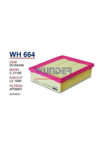 WUNDER WH664 HAVA FİLTRESİ - FİAT DOBLO 1,6 10--LİNEA 07--PUNTO I