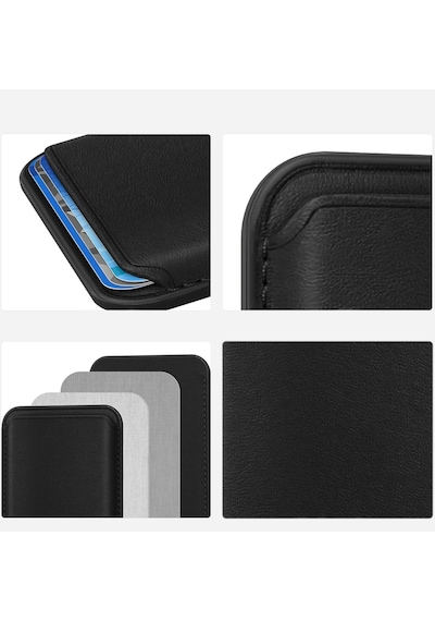 İphone 16 / 16 Plus / 16 Pro / 16 Pro Max Uyumlu Magsafe Cüzdan Kartlık Suni Deri Kartlık Siyah