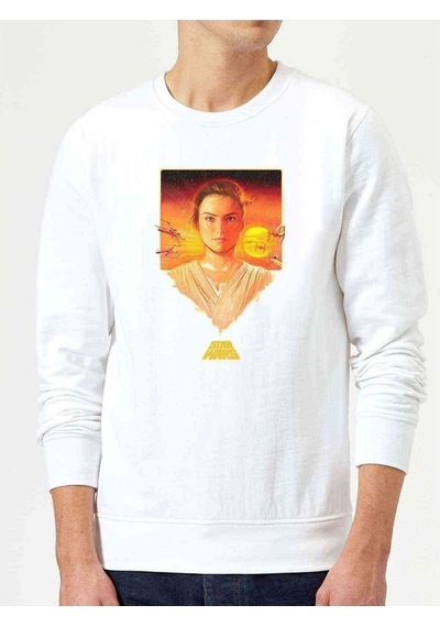 Star Wars Baskılı Beyaz Erkek Örme Sweatshirt