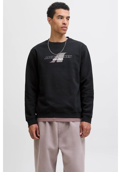 Jack & Jones Jcotier Print Erkek Sweatshirt Siyah