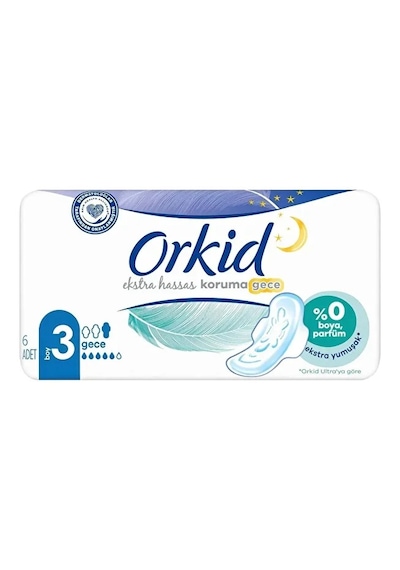 Orkid Extra Hassas Koruma Gece Hijyenik Ped 3 x 6'lı