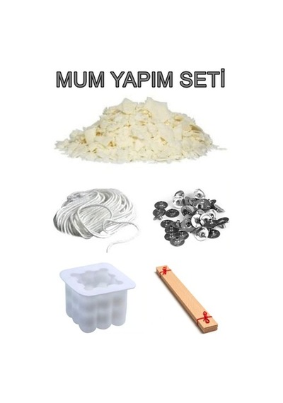 Soya Mum Yapım Seti, 1Kg Soya Wax, Fitil,Çıtçıt,Ahşap Fitil,Kalıp