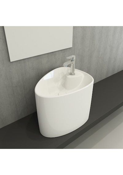Bocchi Etna Tezgah Üstü Monoblok Lavabo Batarya Banklı P Beyaz