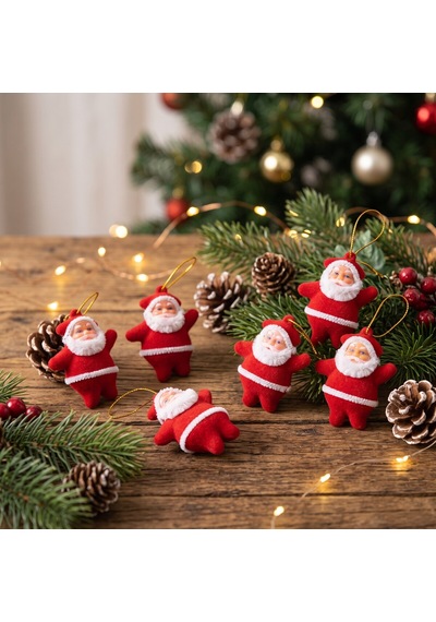 Bakgelal 6'lı Noel Baba Yılbaşı Ağacı Süsü 5 Cm Kırmızı Asılabilir Çam Ağacı Dekoru - 9083816320501 Diğer