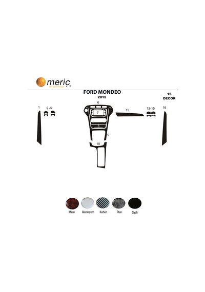 Meriç® Ford Mondeo Ön Torpido Kaplama 16 Parça 2012-2016 (530157817)