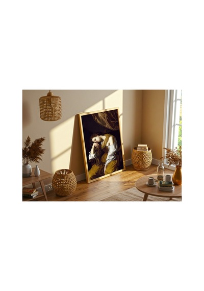 Rönesans Gentileschi Melankolik Azize Magdalena Çerçevesiz Poster 21x30 Cm A4 Tablo Rönesans