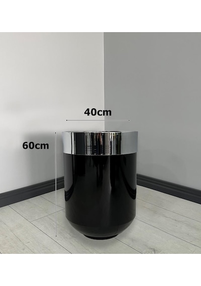 Dekoratif Krom Darbuka Parlak Siyah Saksı 60cm
