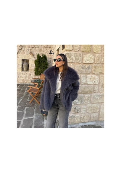Zaya Collection Suni Lolita Kürk Mont Antrasit