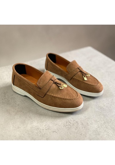 Dabab Shoes Lupy Kadın Süet Düz Taban Rahat Günlük Casual Babet Ayakkabı Kahverengi