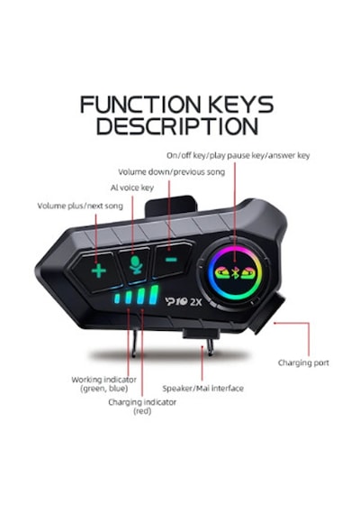 Vothoon Y10 2x Motosiklet Kask Intercom Siyah