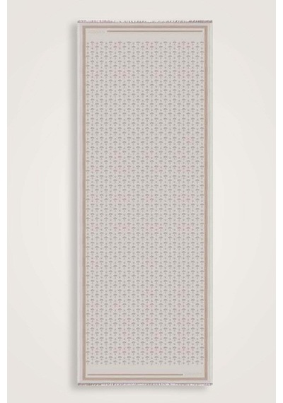 Imannoor Karanfil Monogram Bej İpek Şal 68x200 Beige