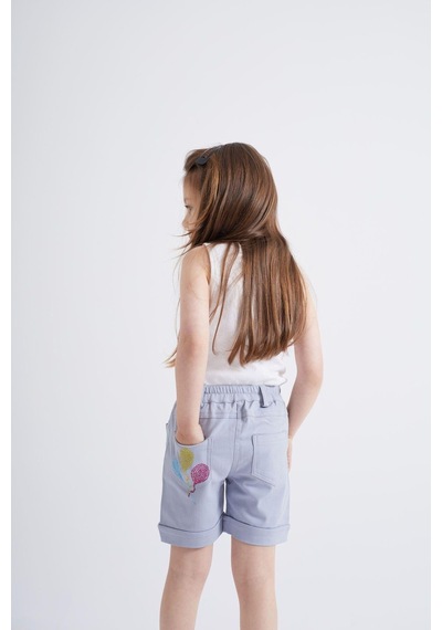 Oliventhekid Taşlı Detaylı Kız Çocuk Şort Mavi Mavi