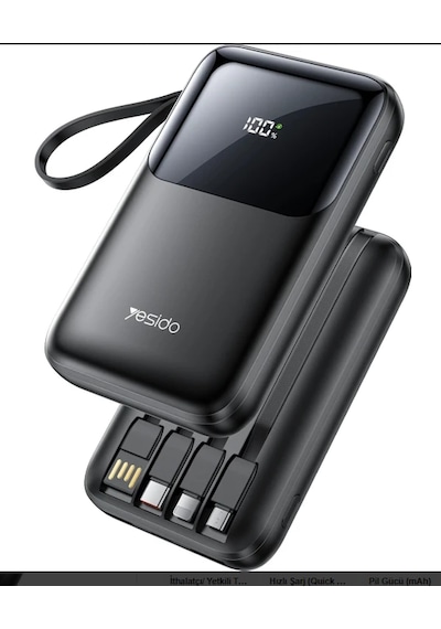 Yesido Yp71 Dijital Göstergeli 10.000 Mah 6in1 22.5w Pd Hızlı Şarj Powerbank Çoklu Kablolu 1