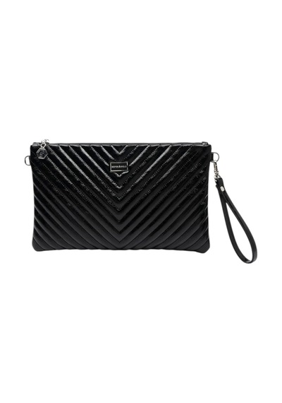 Silver Polo Crash Kırışık Siyah Kapitone V Kadın Portföy Ve Clutch El Çantası Sp1034