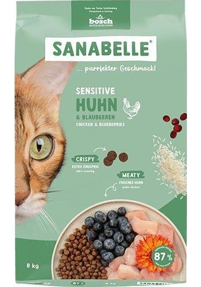 Sanabelle Sensitive Tavuklu Ve Yaban Mersinli Yetişkin Kuru Kedi Maması 8 Kg