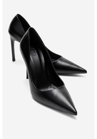 Luvishoes Velorıen Siyah Cilt Kadın Topuklu Ayakkabı Siyah Cilt
