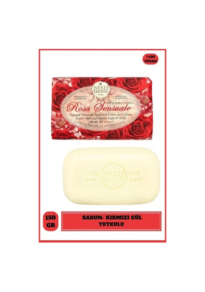 Nesti Dante Sabun Le Rose Sensuale Kırmızı Gül Suyu ve Kokulu Nemlendirici Vegan Bakım 150 G