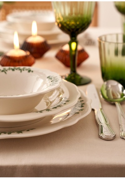 Bella Maison Lilly Porselen 24 Parça 6 Kişilik Yemek Takımı Yeşil Yeşil
