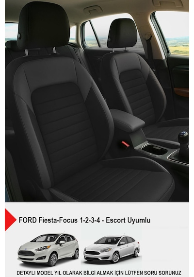 Mocha Taytüyü Oto Koltuk Kılıfı Ford Focus-fiesta-escort Uyumlu Siyah