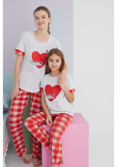 Siyah İnci Pamuklu Örme Pijama Takım 24117039 Çok Renkli