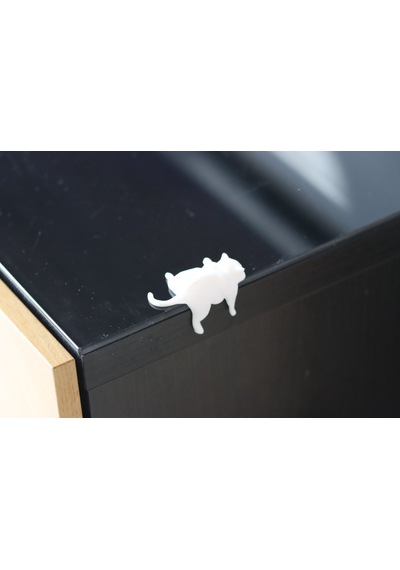 İhtiyacın3d 2'li Set Tembel Şişko Kedi Monitör Ve Tv Köşe Biblosu - Ekran Üstü Dekor Figür 6x4 Cm Beyaz